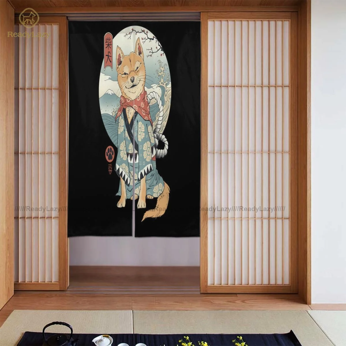 Шиба ину занавеска для офисной двери с двойным украшением|Занавески| |