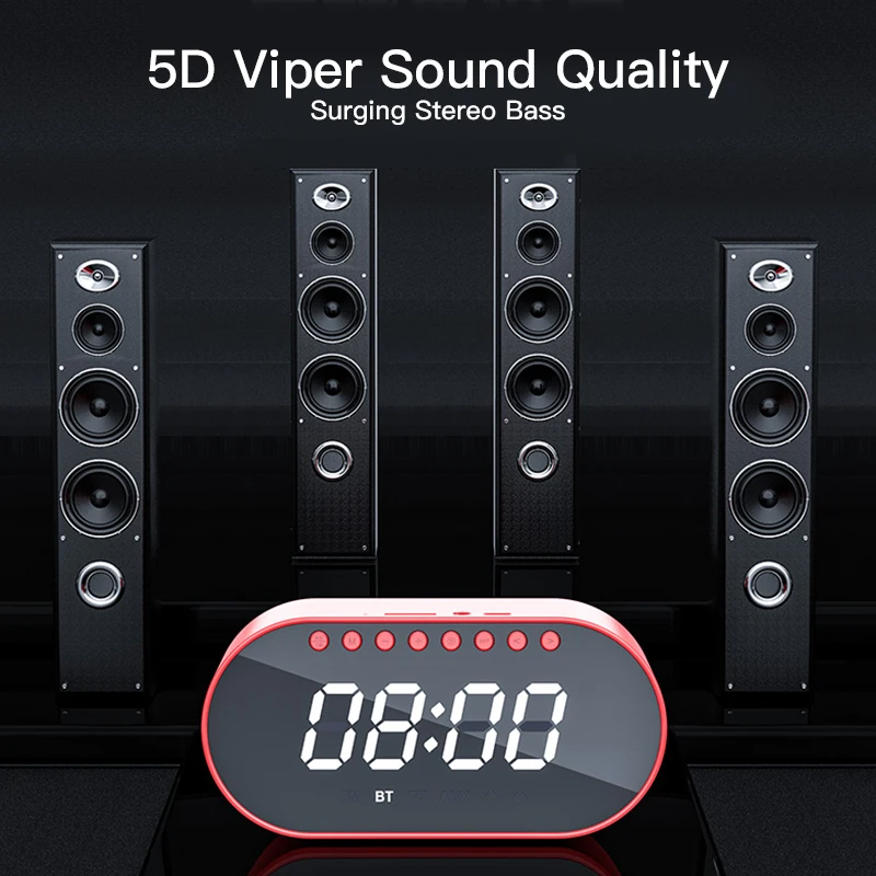 Bluetooth-Колонка портативная с зеркальным будильником беспроводной динамик