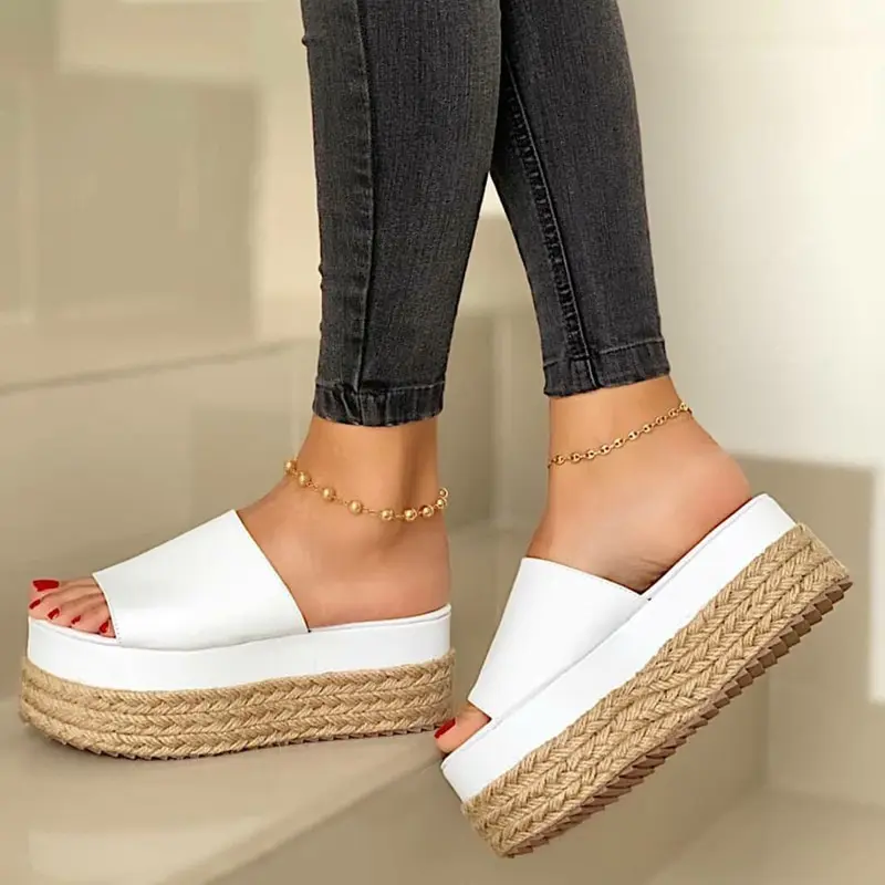 

HOT Summer Slippers Women Wedges Shoes Braided High Heels Sandals Flip Flop Chaussures Femme Platform Sandals Sandalia New