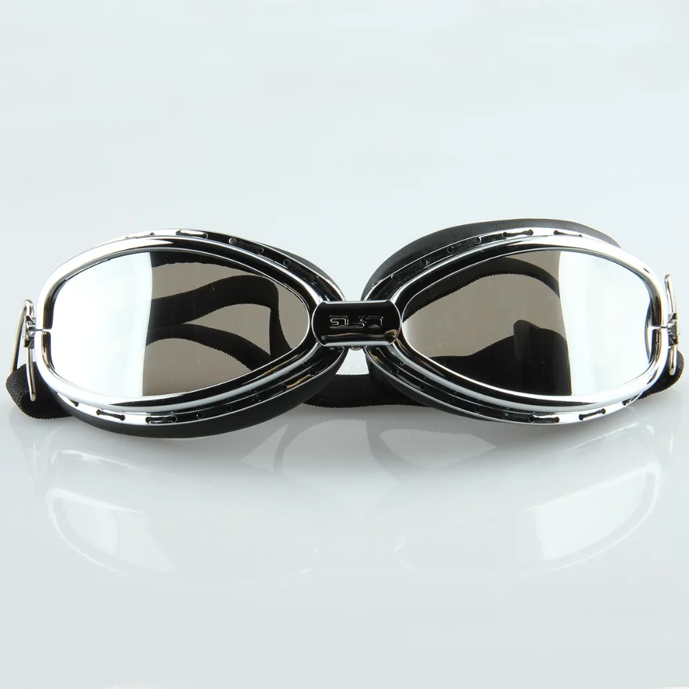 Серебряный винтажный Пилот шлем очки крейсер мотоциклетные кафе гонщик