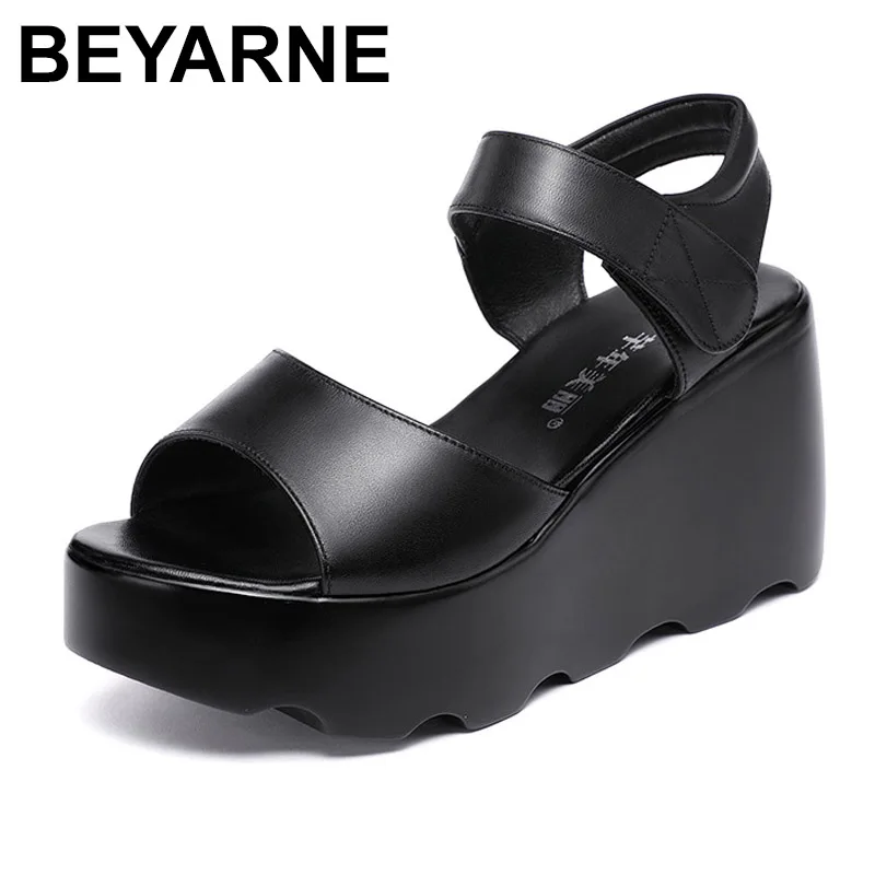 

BEYARNE Wedge heel sandals for women high heel 2020 new platform open toe big size comfortable shoes