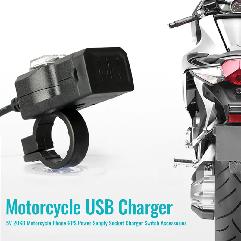 

12V-24V Dual USB Port Waterproof Motorbike Motorcycle Handlebar Charger Adapter Power Supply Socket for iphone samsung huawei