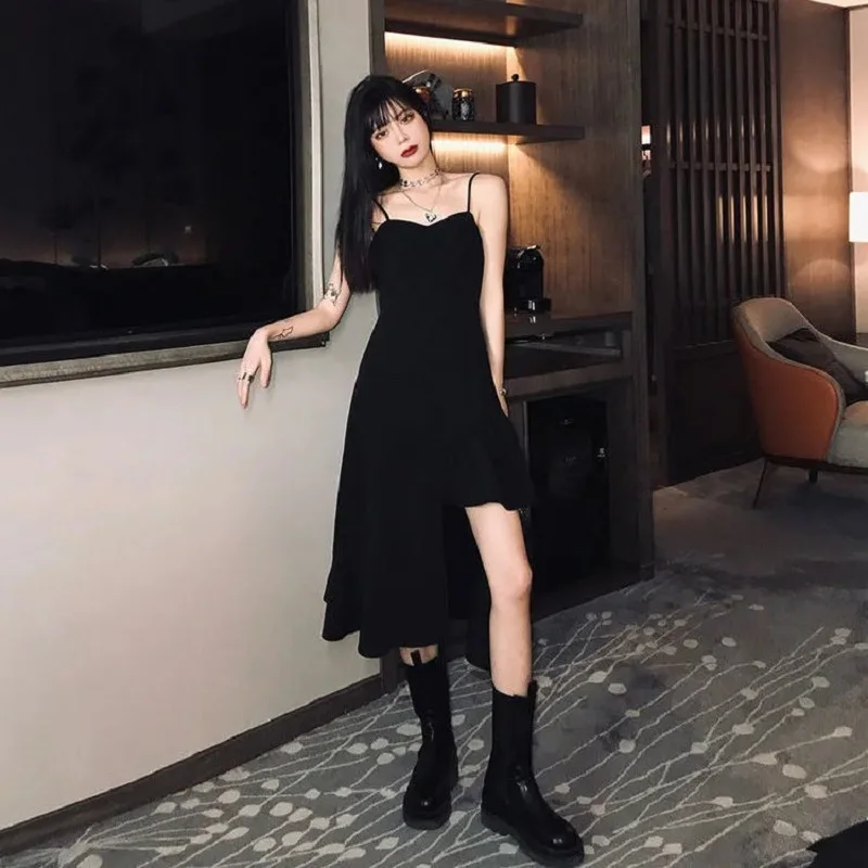 

Y2K spring new sexy dress casual black bar clothes dress suit jacket vintage piece skin key clothes sling slim fit ladies summer