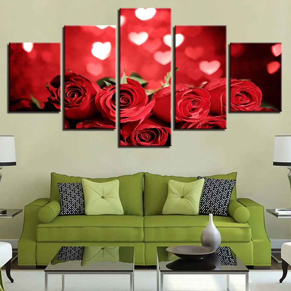 Плакат с цветами розовый красный жёлтый белый фиолетовый синий черный 5 шт.