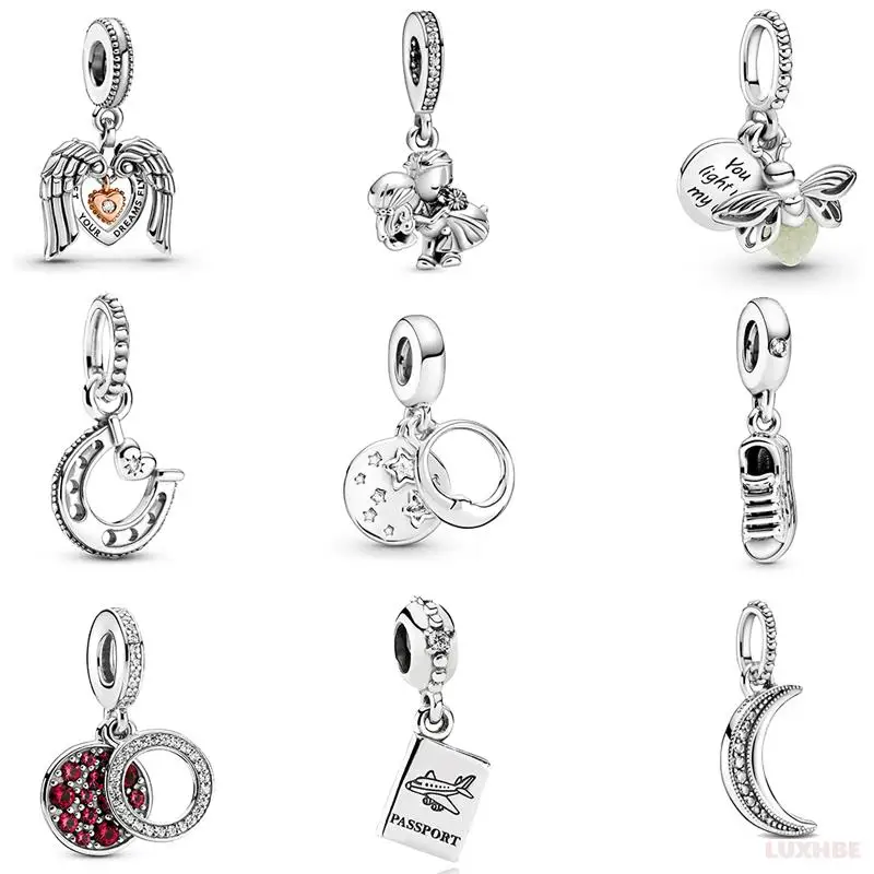 

High Quality 925 Sterling Silver Crescent Firefly And Shoe Charm Beads Suitable For Original Pandora Bracelet Diy Ladies Jewelry