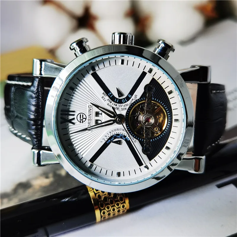 Forsining 2020 Tourbillion Classic Design Calendar Display Bezel Genuine Leather Automatic Watch Mens Watches Top Brand Luxury | Наручные