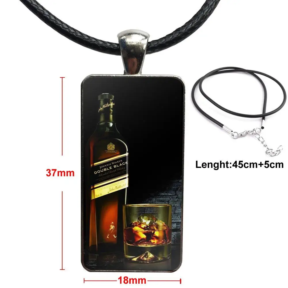 Glass Pendant Necklace Handmade Half Rectangle For Women Jewellery Classic Whiskey Johnnie Walker | Украшения и аксессуары