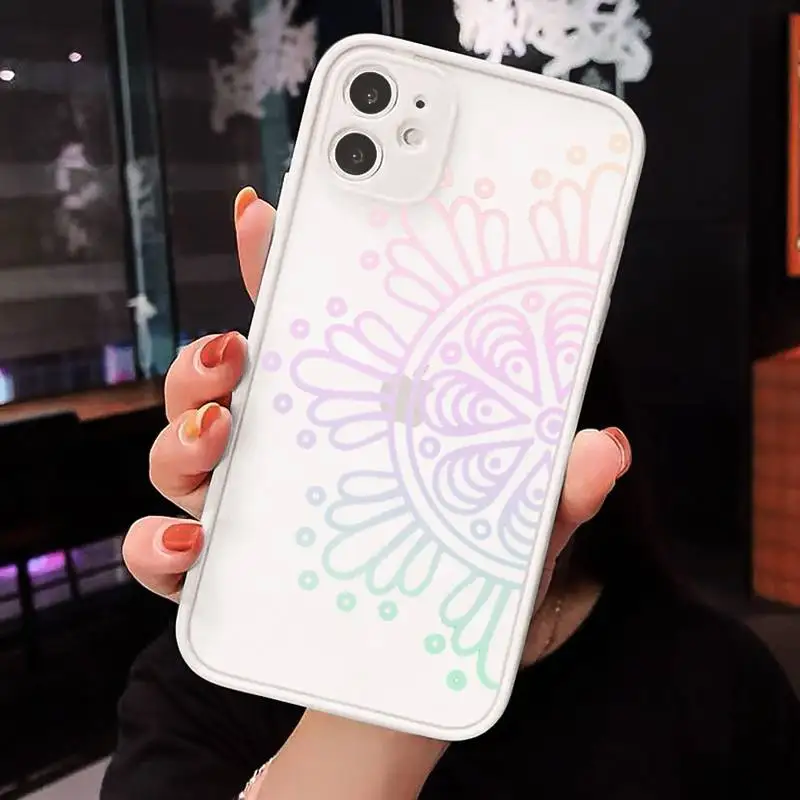 

Mandala Lace Flower art pattern Phone Cases matte transparent For iphone 7 8 11 12 plus mini x xs xr pro max cover