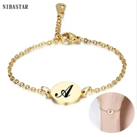 fashion golden stainless steel round bracelet bracelet with letters fashion initial letters charm bracelet women