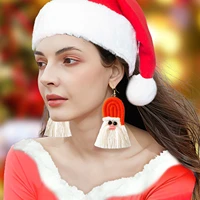 christmas earrings female creative cartoon bohemian tassel woven handmade earrings