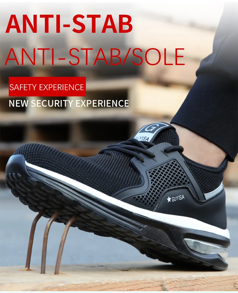 

Кроссовки мужские неразрушаемые, легкие Нескользящие, дышащие, сетчатые, защита от прокалывания, с стальным носком