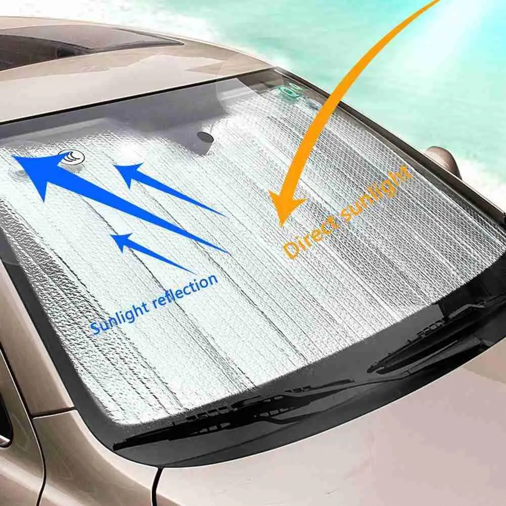 

Новая летняя Автомобильная Солнцезащитная козырек на переднее окно из алюминиевой фольги изоляционный солнцезащитный блок прохладное око...