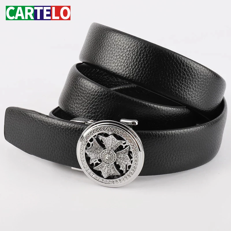 Ремень CARTELO мужской из натуральной кожи вращающийся пояс с автоматической