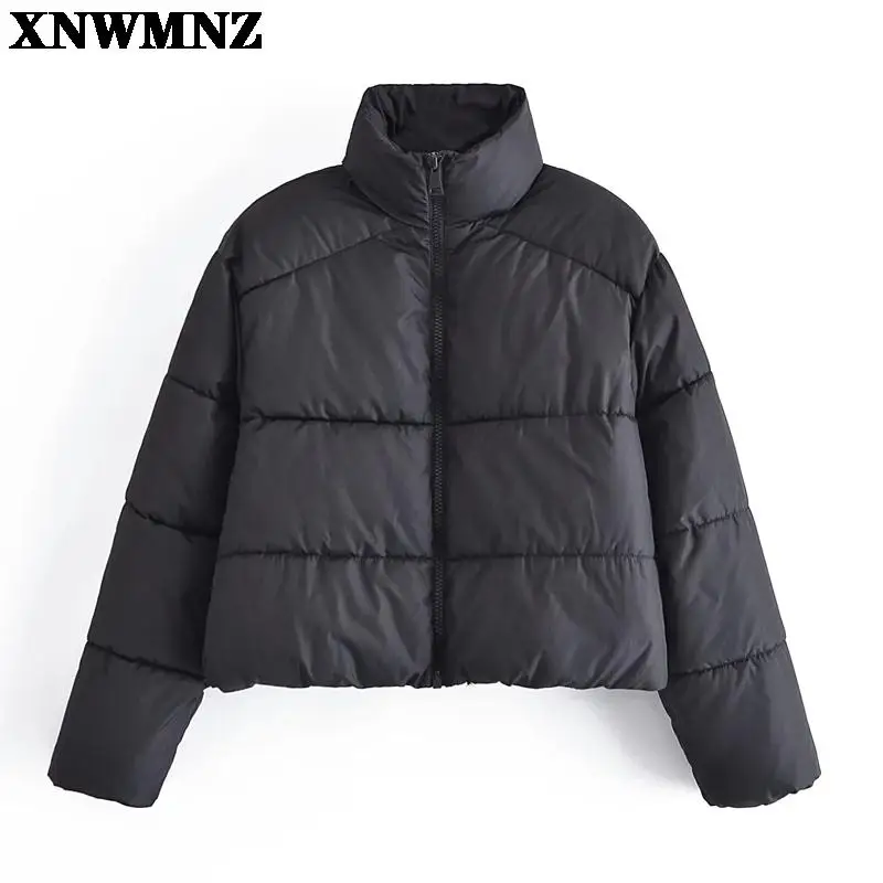 

XNWMNZ 2021 Women short Warm Parka Jacket Coats Solid Color Zip Up Thick Warm Coat Vintage Long Sleeve Fashion Outerwear Tops