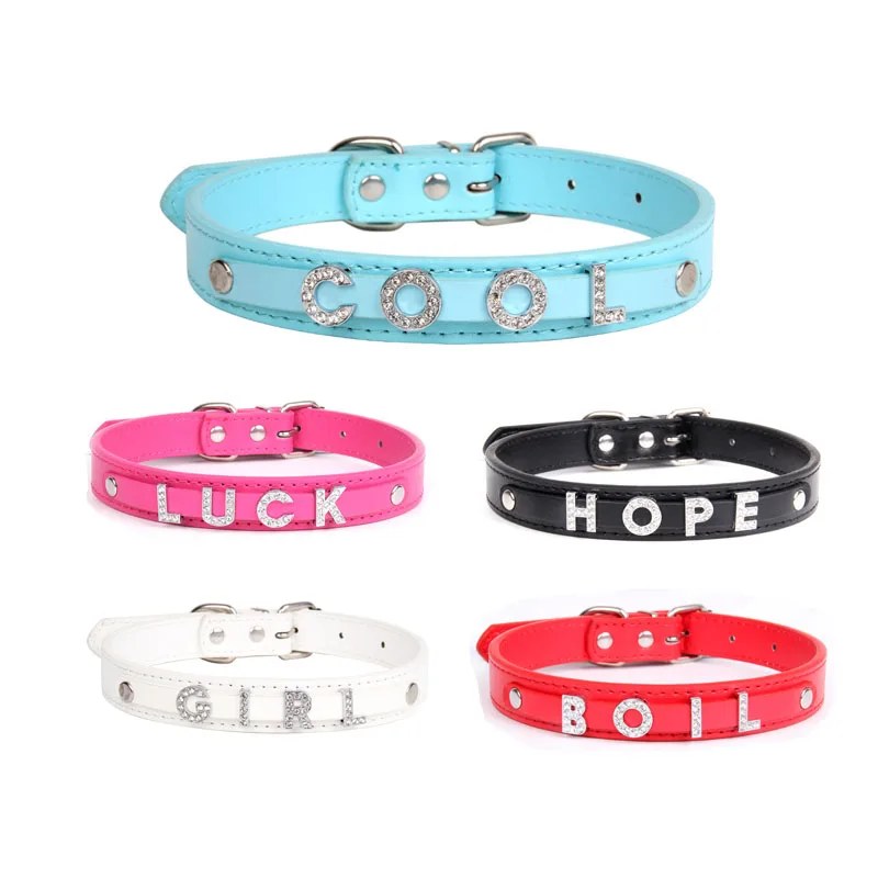 Персонализированные DIY Имя ошейник собаки с Стразы буквы щенок кошка Размер xs l 5