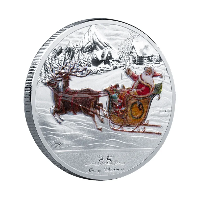 

Santa Claus Silver Badge Navidad Elk Natal Noel Metal Craft Happy New Year Xmas 2022 gift Merry Christmas Commemorative coins