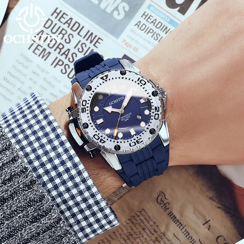 

OCHSTIN 2019 Men New Fashion top brand luxury Sport Watch Quartz Waterproof Military Silicone Strap Wrist Watch Clock Relogio