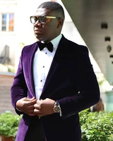 szmanlizi male costumes 2022 groomsmen suit for men 2 pieces terno slim fit peak lapel wedding groom tuxedo purple velvet suit