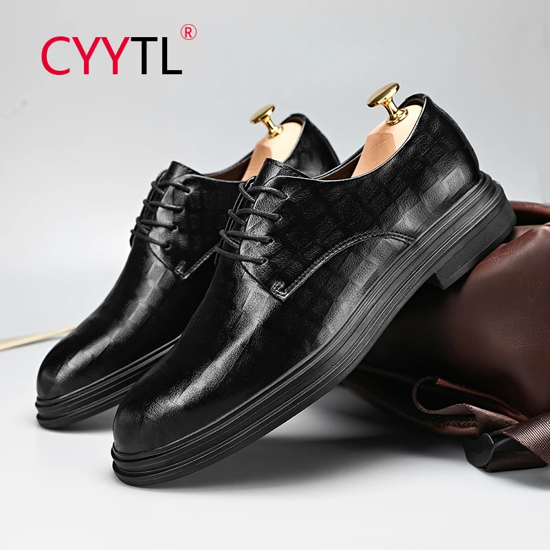 

CYYTL Men Casual Wedding Shoes Luxury Comfortable Loafers Dress for Male Fashion Leather Lace-up Business Work Office Mocasines