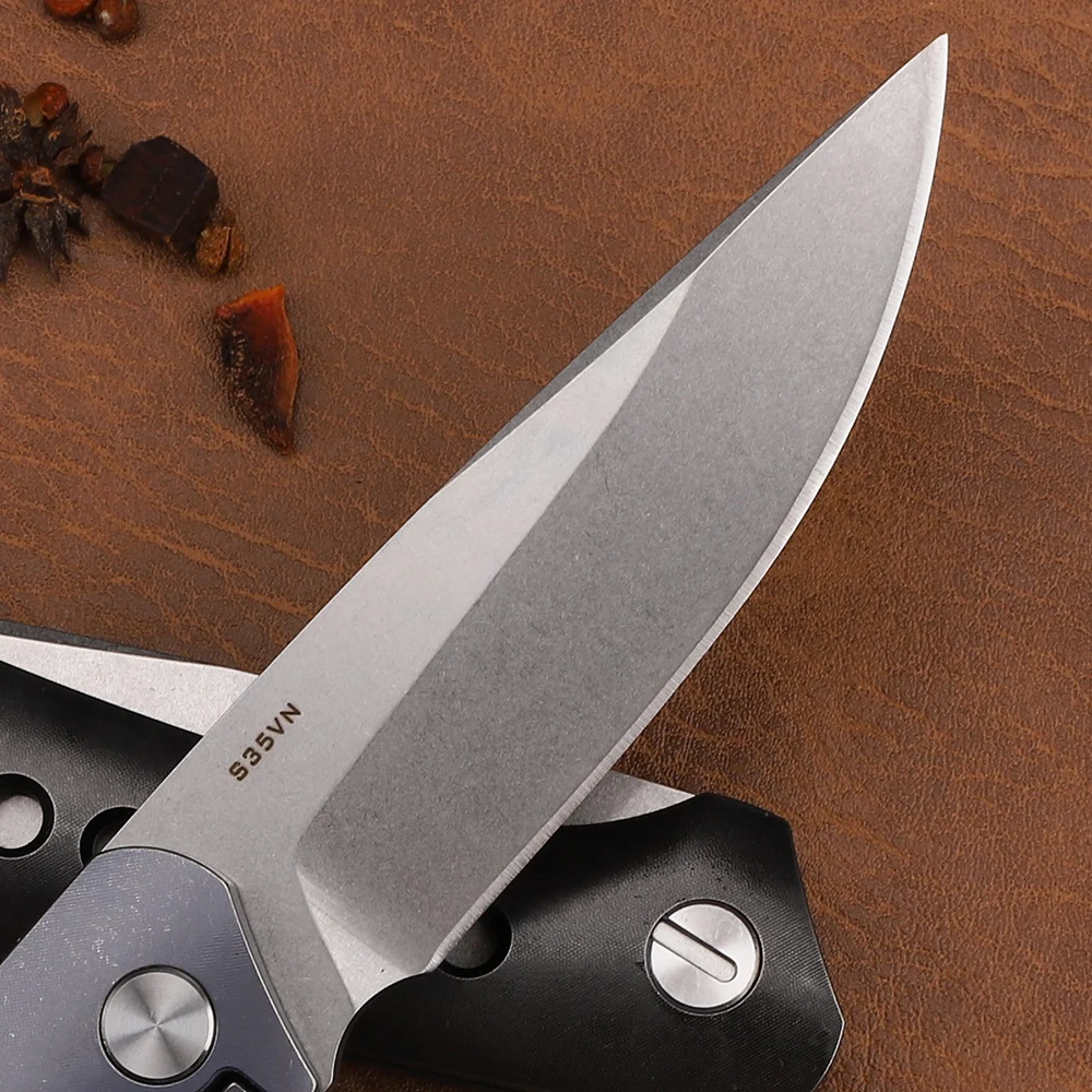 Нож Медвежонок с летающей акулой лезвие S35vn полностью титановая ручка карманный