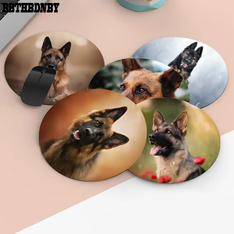 

Нескользящие игровые коврики для немецкой овчарки, круглые игровые коврики для мыши, игровой коврик для мыши, коврик для ПК, ноутбука