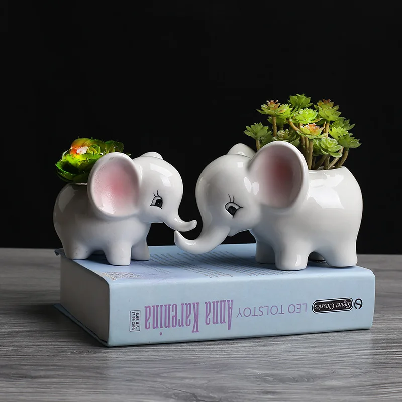 Elephant Ceramic Flowerpot Home Garden mini succulent cactus Planter Pots Succulent Plant Flower Pot Desktop decoration gift | Дом и сад