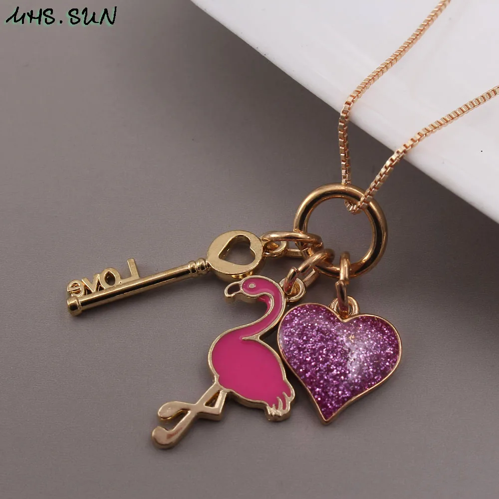 MHS.SUN 1 шт. милые детские Подвески на ожерелье с Фламинго/подвеска деревом жизни