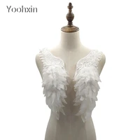 1pair fashion white flower embroidery diy lace collar fabric sewing applique ribbon trim neckline craft wedding cloth textile