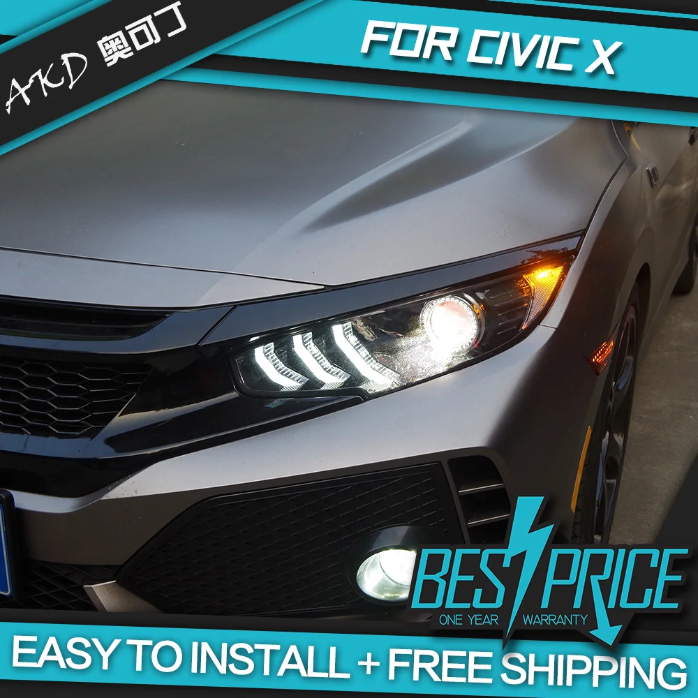 АКД автомобилей Стайлинг фар для Honda Civic G10 2016 2018 Mustang Тип фары светодиодный