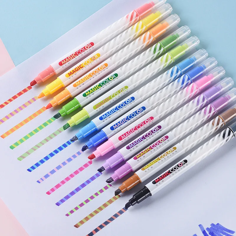 

12-color Markers Magic Color Pen Set Hand Account Pen Creative DIY Double-headed Drawing Pens Highlighter Art Supplies for Child