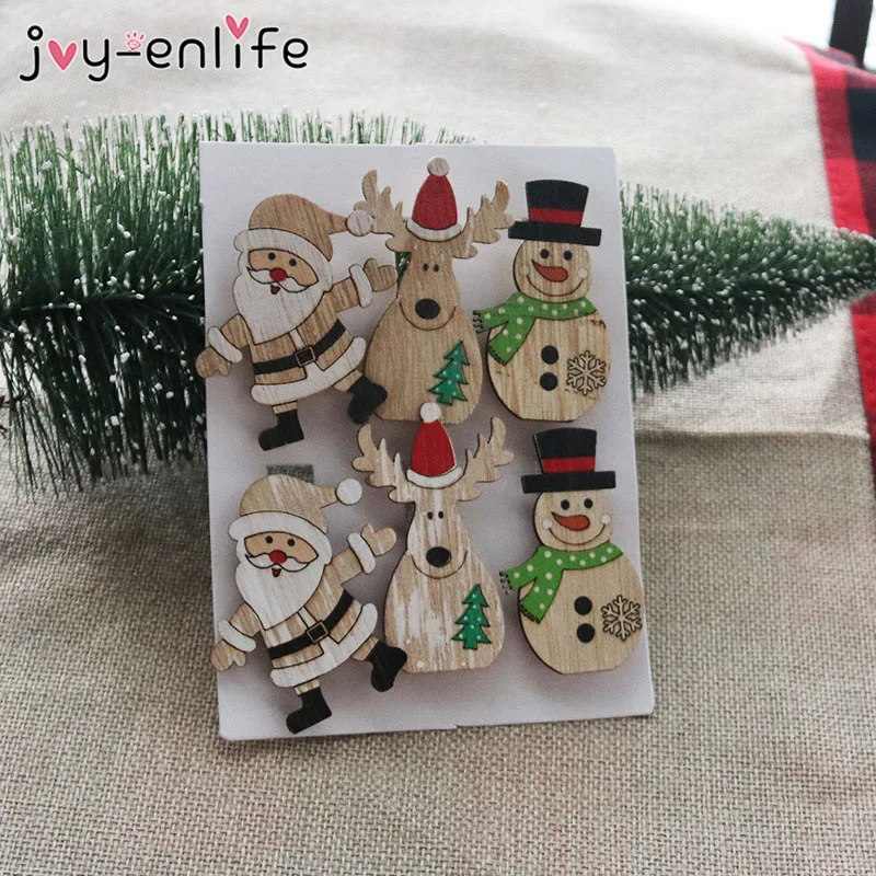 6 шт. креативные рождественские деревянные Мультяшные зажимы Санта-Клаус