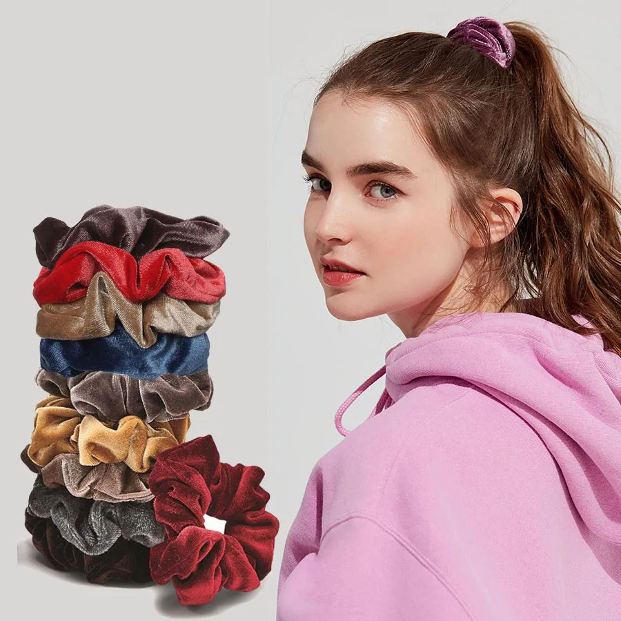 Бархатные резинки для женщин эластичные волос зимние аксессуары 2019 VERVAE 15 цветов -