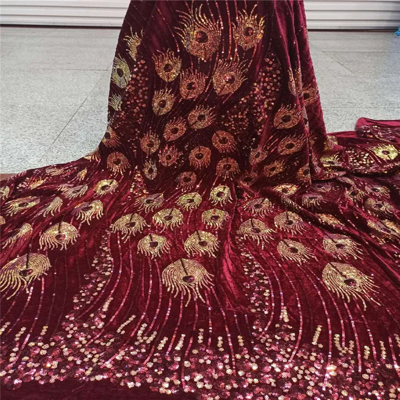 

Nigerian Sequins velvet Lace Fabrics 2020 Purple High Quality African Lace Fabric Wedding French Tulle Lace Material For Dress