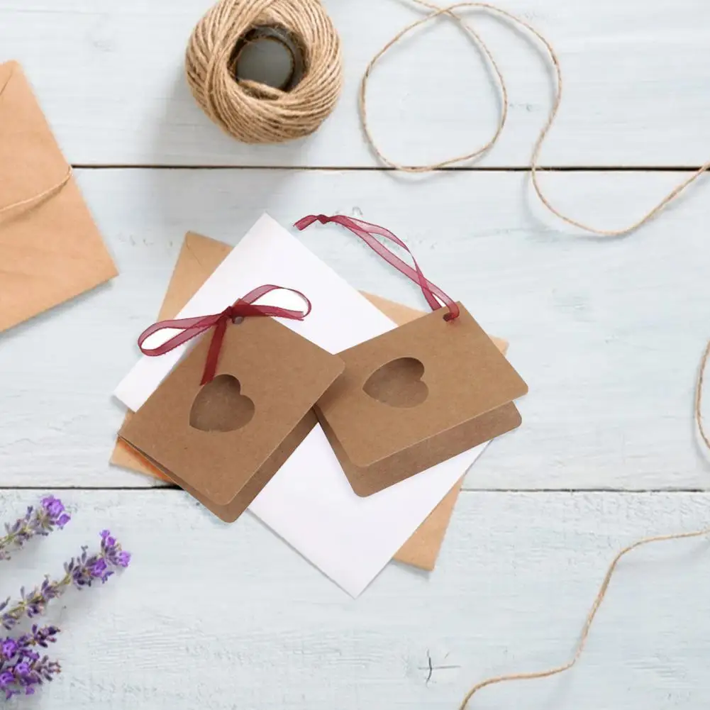 Поздравительные открытки 50 шт./компл. с 10 м Красной веревкой узором в виде сердца