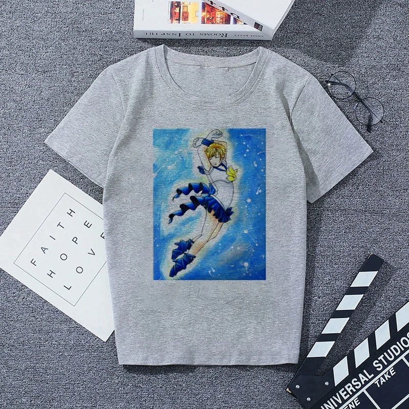 5839414 Футболка с принтом серая Повседневная Уличная мода футболки |