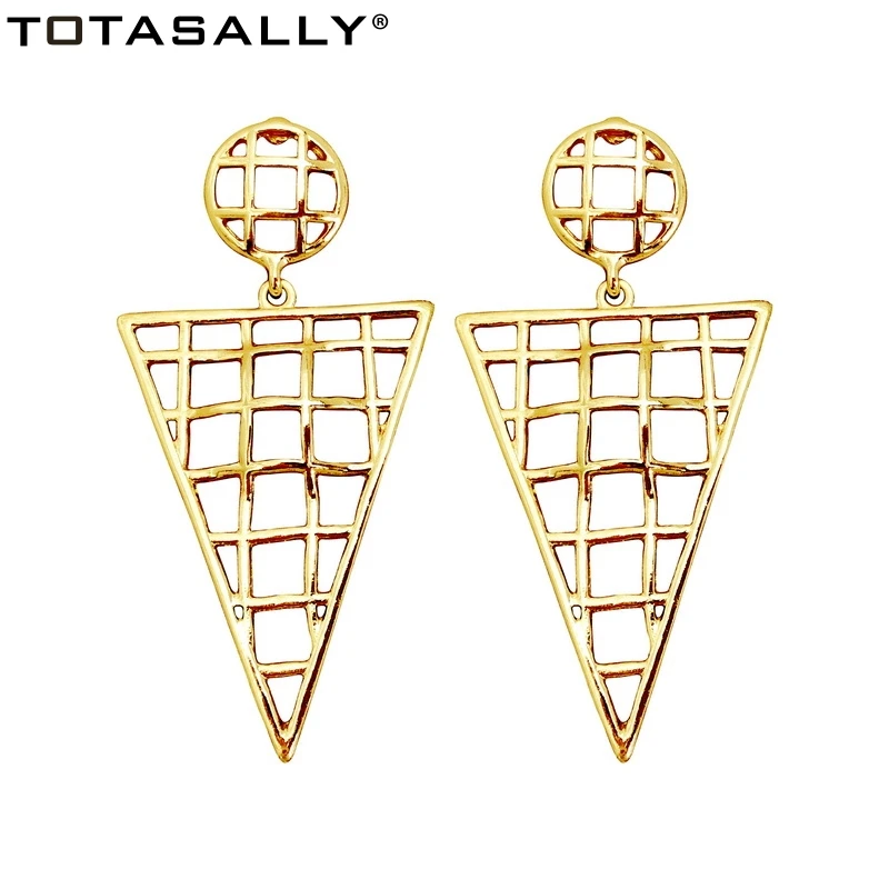 

TOTASALLY New Women's Geometric Earrings Fashion Punk Hollow Alloy Oval Triangle Circle Lady Party Earring Jewelry Dropship
