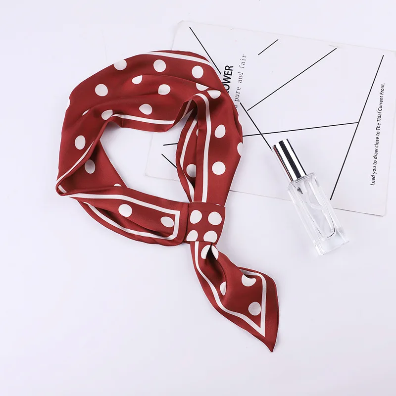 Шарф Шелковый женский двусторонний в горошек винтажный красный 2020 - купить по