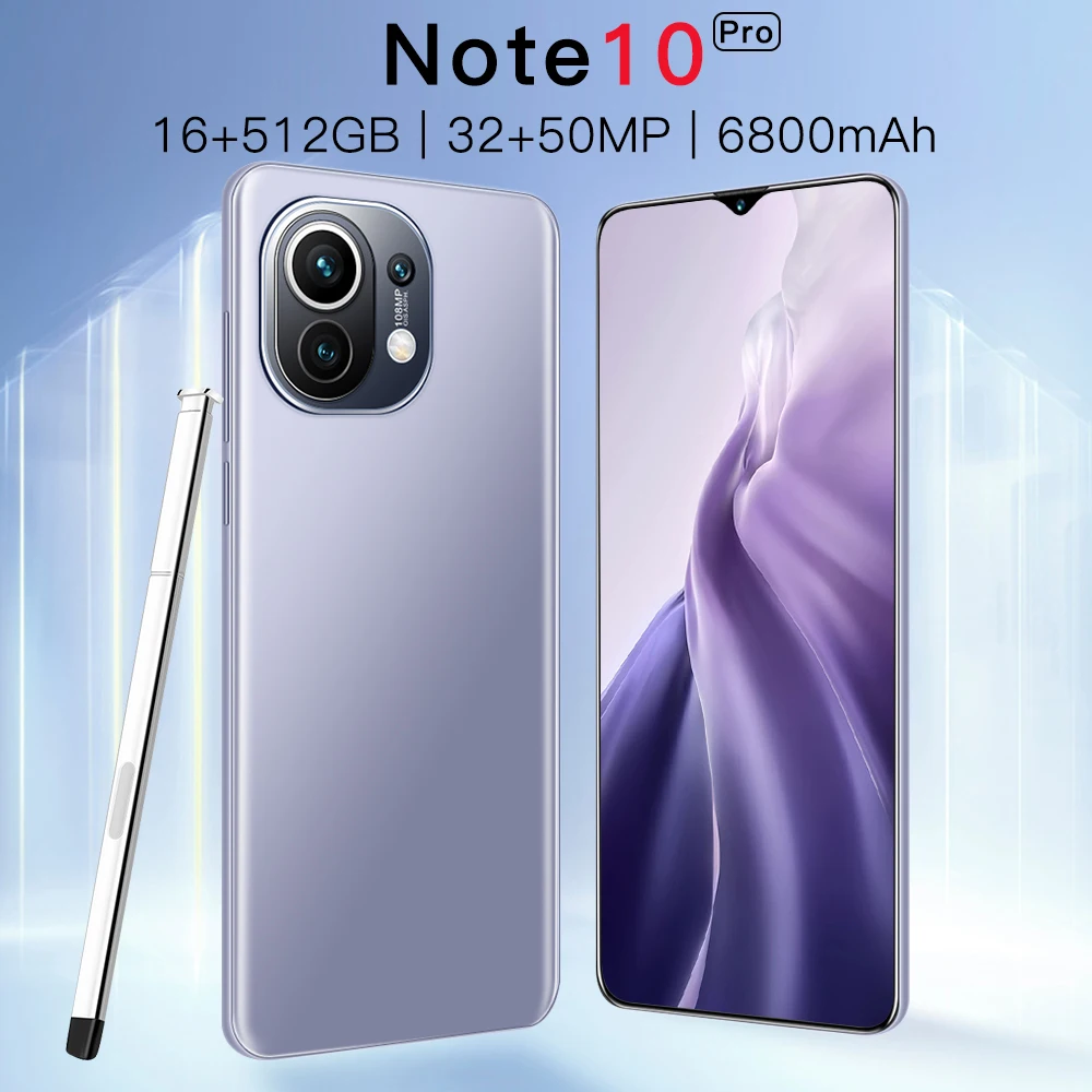Глобальная версия 6 7 дюймов Note 10 смартфон поддерживает Google GPS WiFi Android 11 6800 мА