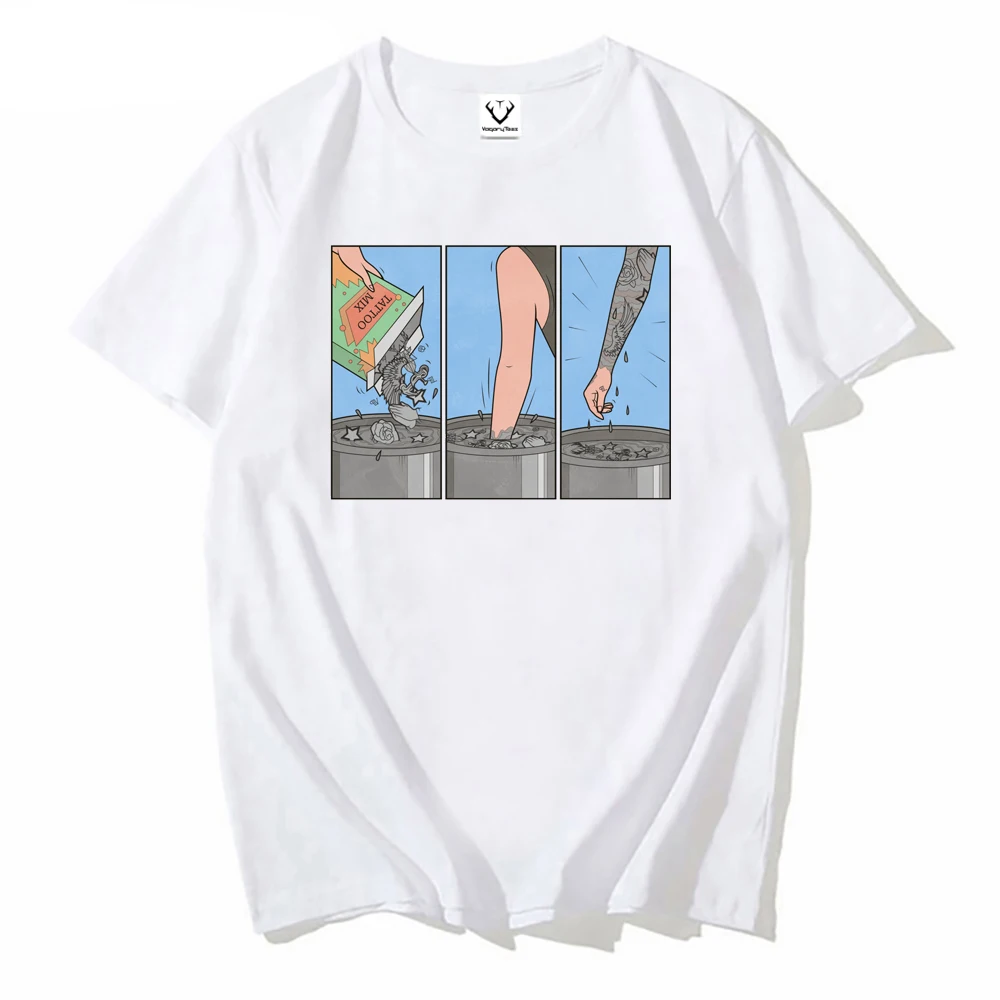 

Футболка мужская с оригинальным дизайном, смешная с татуировками в стиле унисекс, с темным юмором, потрясающий принт, уличная одежда в стиле...