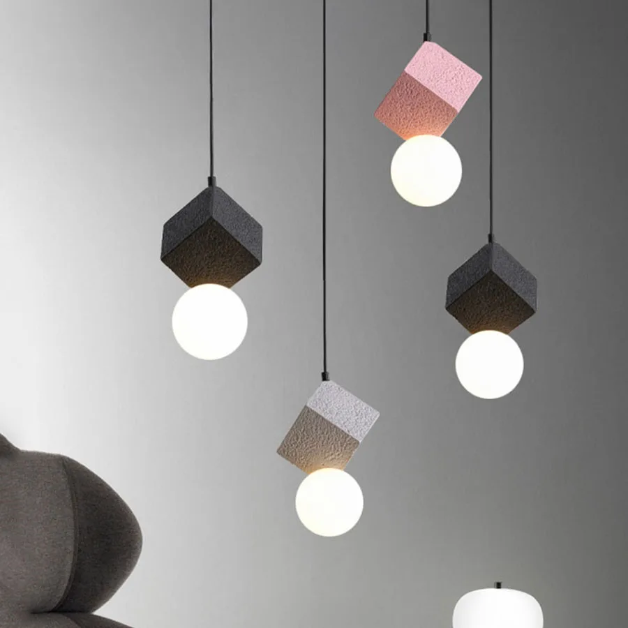 

BEIAIDI Nordic Colored Concrete LED Pendant Lamp Kitchen Dining Room Cement Hanging Lights Vintage Loft Fixture Luminaire E27