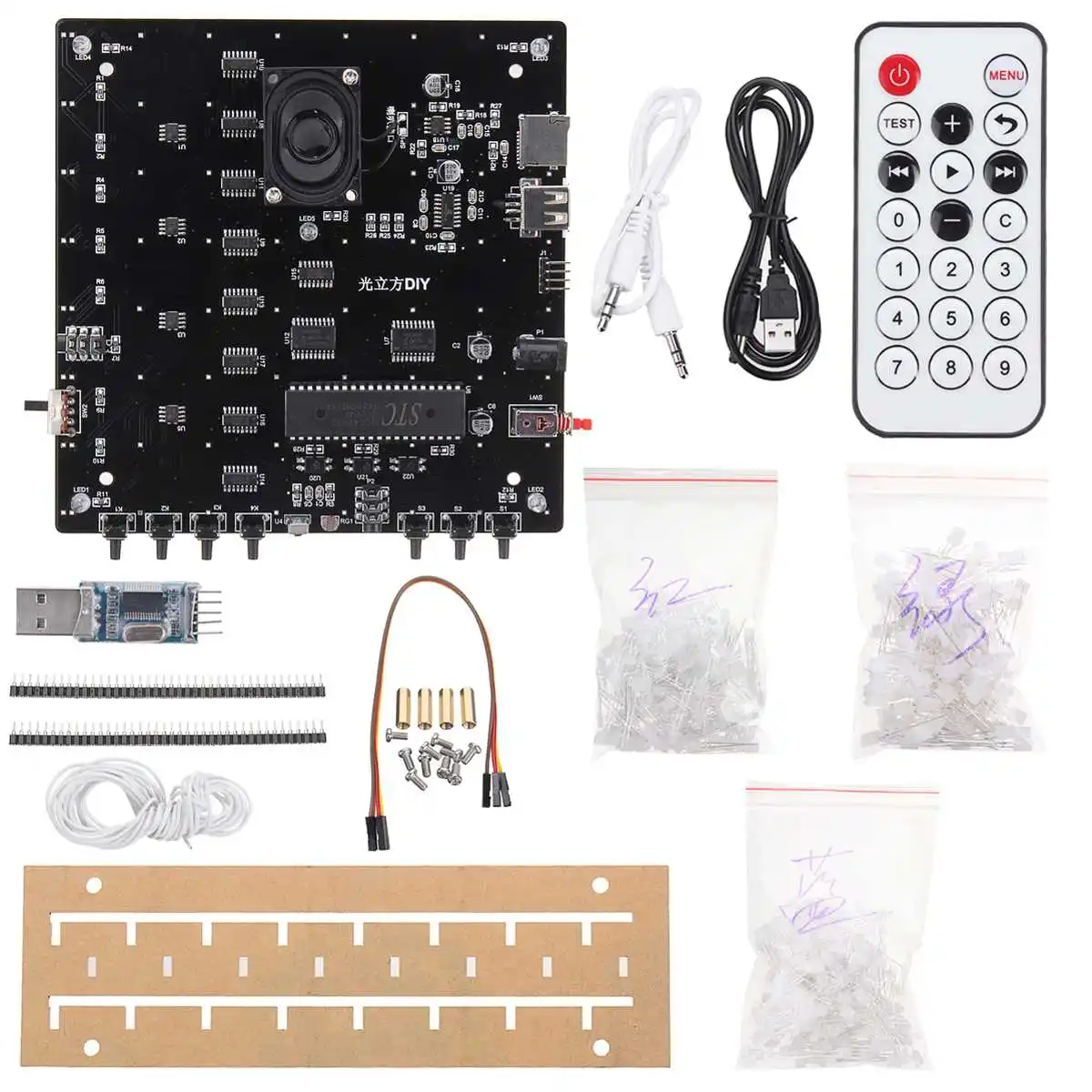 Синий квадрат DIY 3D светильник Cube Kit светодиодный встроенный MP3 музыкальный спектр