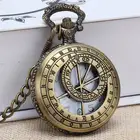 Часы на цепочке с компасом, Модные Винтажные кварцевые карманные, с подвеской в виде карты, бронзовое ожерелье, подарок