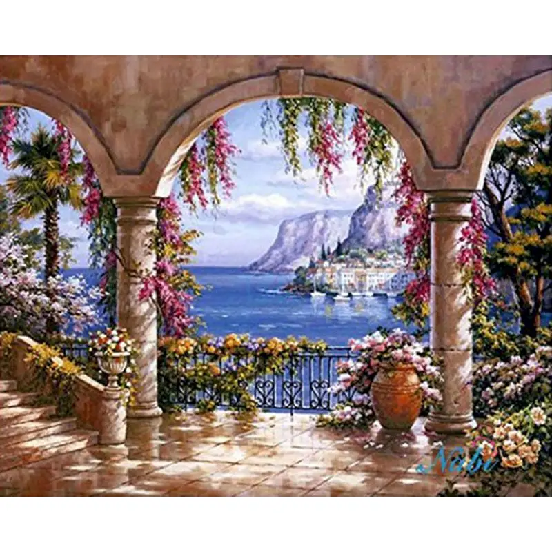 

GATYZTORY DIY Diamond Embroidery Seaside Landscape Diamond Painting 5D Natural Scenery New Arrival Room Decoration