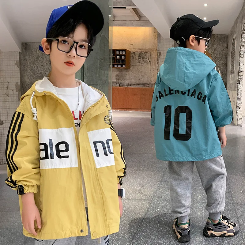 

Loose Spring Autumn Boy Coat Overcoat Top Kids Costume Teenage Gift Children Clothes High Quality Plus Size