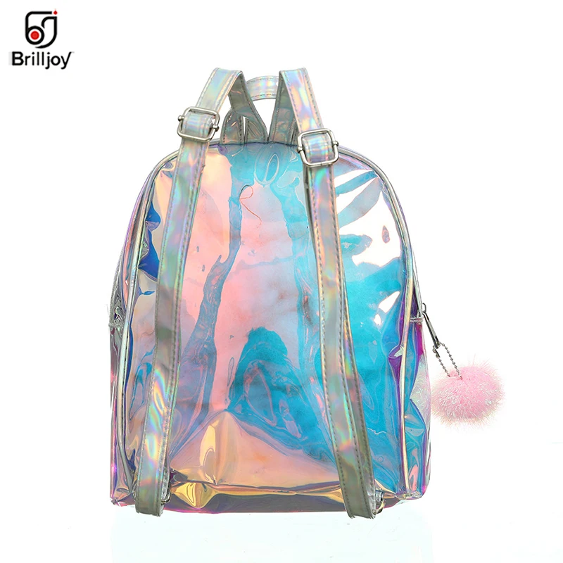 Brilljoy Girls Laser Transparent TPU Schoolbags Holographic Unicorn Backpack Women Soft  Large Capacity Waterproof Shoulder Bag