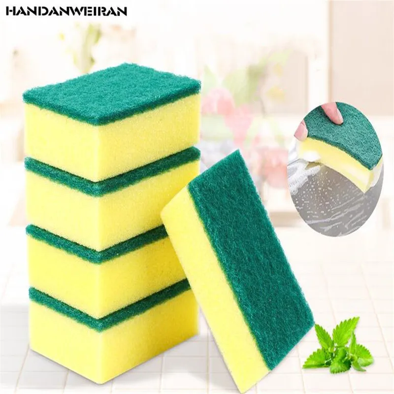

2PCS/pack Kitchen Supplies Sponge Strong Decontamination High Density Dishwashing Cleaning Rubbing Artifact Scouring 10*7*3CM