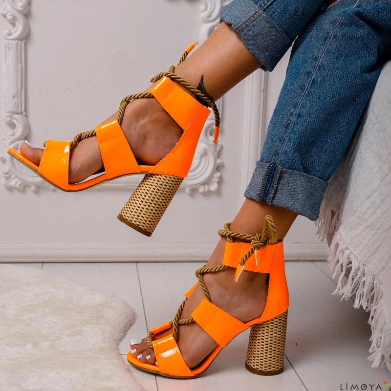 Сандалии женские на высоком каблуке 7 см босоножки гладиаторы с перекрестными