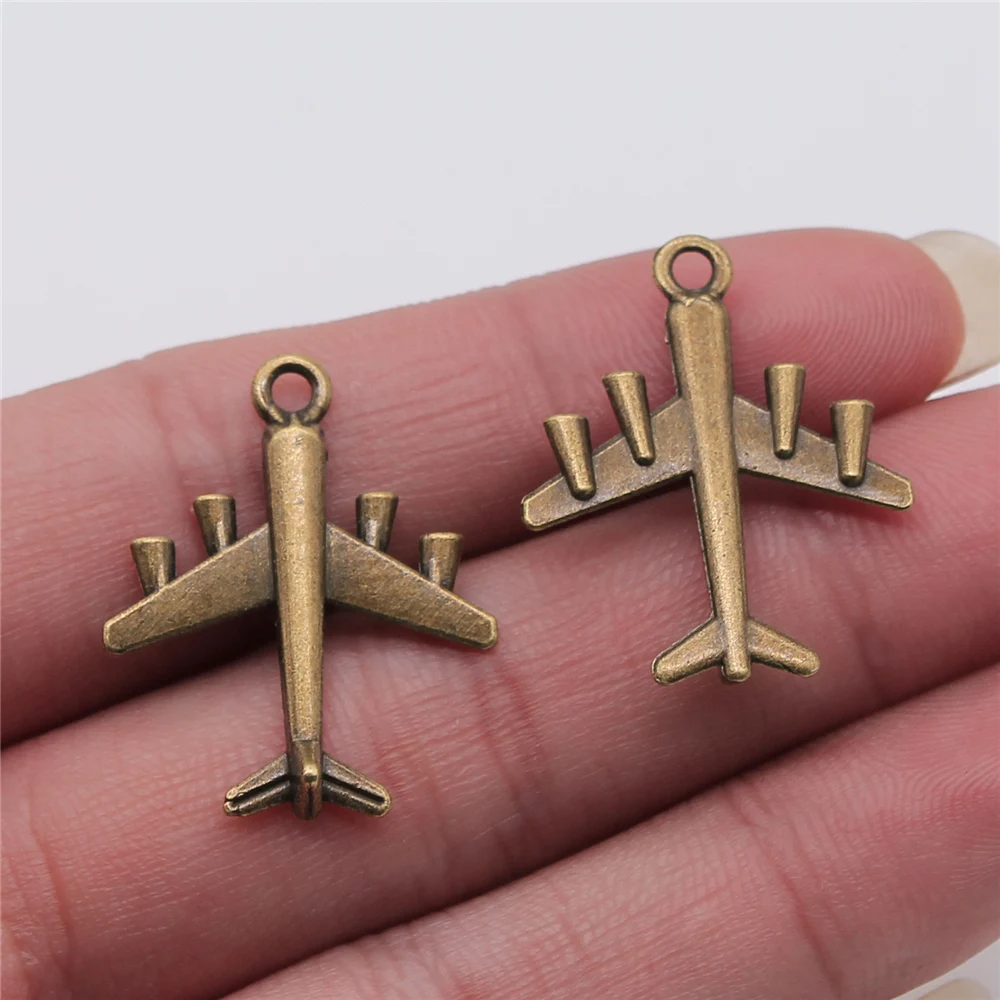 

20pcs 23x28mm Aircraft Charms Antique Bronze Plated For DIY Jewelry Making Zinc Alloy Charms Pendant Jewelry Findings