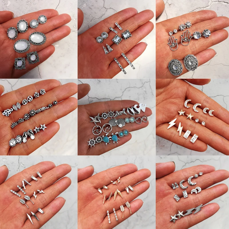 Винтажные шпильки геометрической формы Комплект сережек для женщин девочек 2018