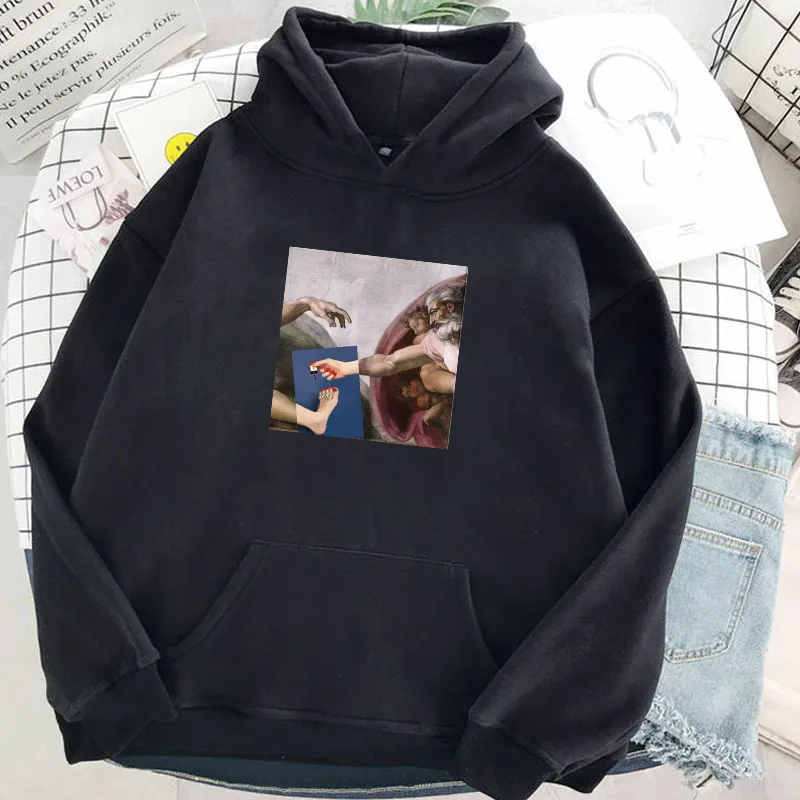 Женские толстовки большого размера с принтом для отдыха длинным рукавом